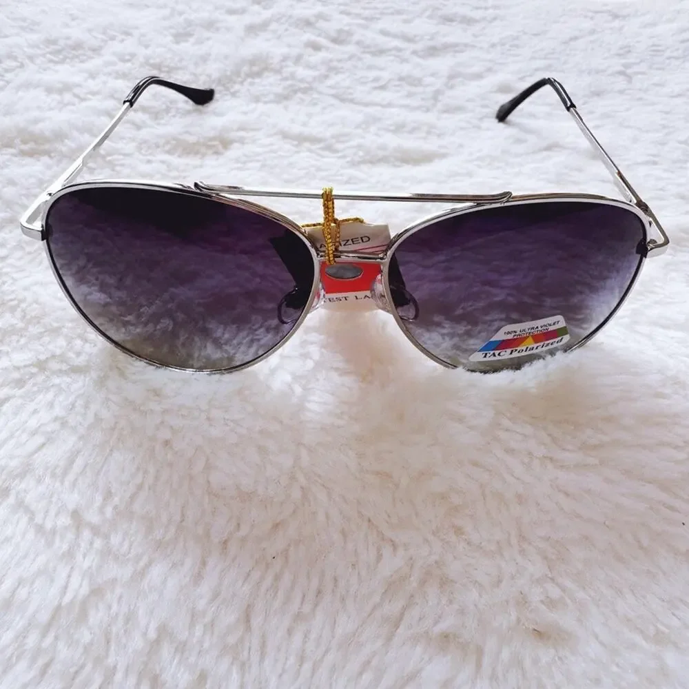 Felix Black W/Silver Rim Polarized Aviator Sunglasses